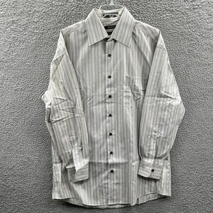 Mens Wrinkle‎ Free Dress Shirt Large 16 32/33 Striped Office Career Business